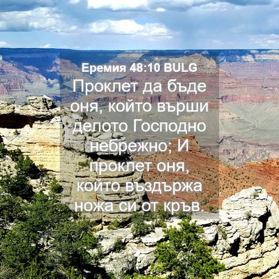 Picture 04 - Еремия 48:10 BULG - Проклет да бъде оня, който - Bible Verse Picture