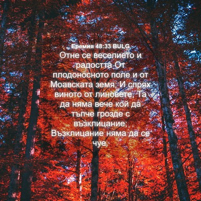 Picture 04 - Еремия 48:33 BULG - Отне се веселието и - Bible Verse Picture