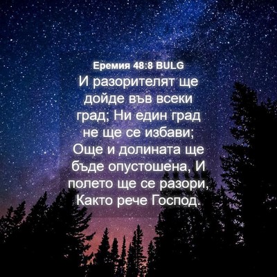 Picture 04 - Еремия 48:8 BULG - И разорителят ще дойде във - Bible Verse Picture