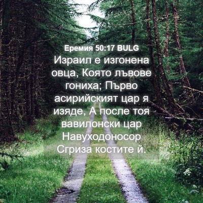 Picture 04 - Еремия 50:17 BULG - Израил е изгонена овца, - Bible Verse Picture