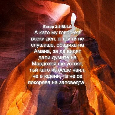 Picture 04 - Естир 3:4 BULG - А като му говореха всеки - Bible Verse Picture
