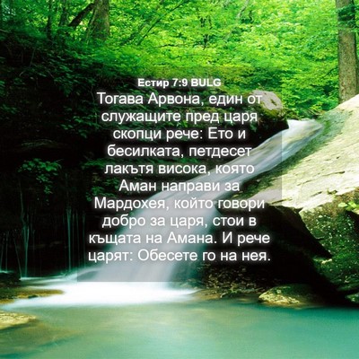 Picture 04 - Естир 7:9 BULG - Тогава Арвона, един от - Bible Verse Picture