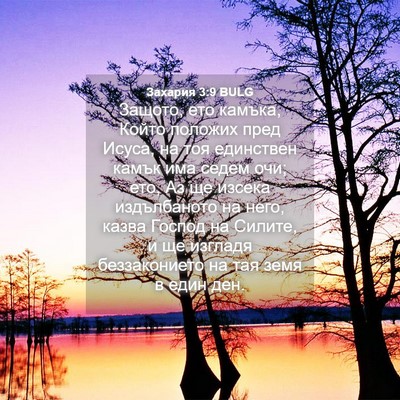 Picture 04 - Захария 3:9 BULG - Защото, ето камъка, Който - Bible Verse Picture