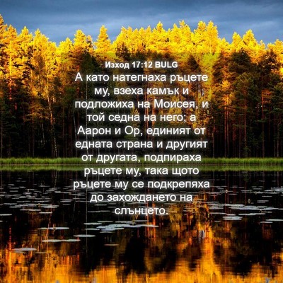 Picture 04 - Изход 17:12 BULG - А като натегнаха ръцете му, - Bible Verse Picture