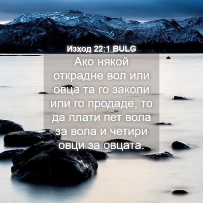 Picture 04 - Изход 22:1 BULG - Ако някой открадне вол или - Bible Verse Picture