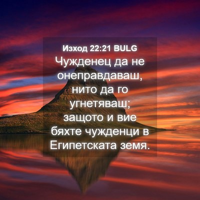 Picture 04 - Изход 22:21 BULG - Чужденец да не - Bible Verse Picture