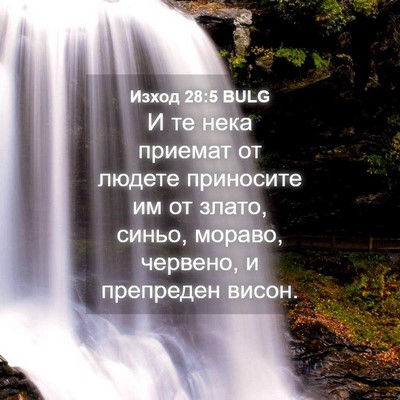 Picture 04 - Изход 28:5 BULG - И те нека приемат от людете - Bible Verse Picture