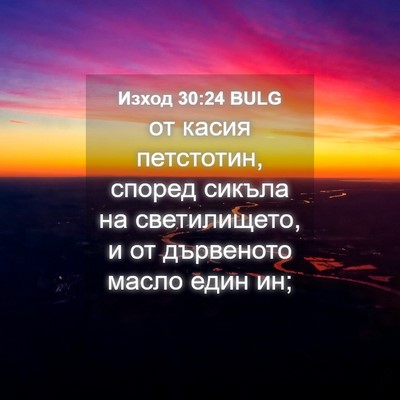 Picture 04 - Изход 30:24 BULG - от касия петстотин, според - Bible Verse Picture