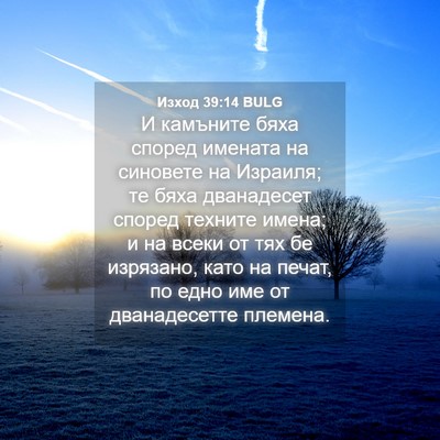 Picture 04 - Изход 39:14 BULG - И камъните бяха според - Bible Verse Picture