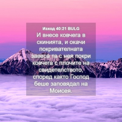 Picture 04 - Изход 40:21 BULG - И внесе ковчега в скинията, - Bible Verse Picture