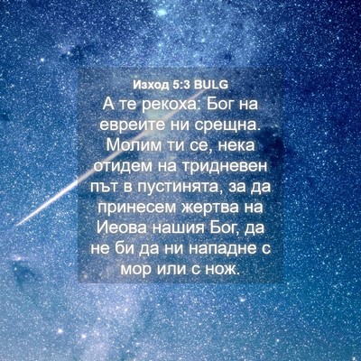 Picture 04 - Изход 5:3 BULG - А те рекоха: Бог на евреите - Bible Verse Picture