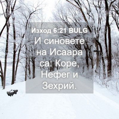 Picture 04 - Изход 6:21 BULG - И синовете на Исаара са: - Bible Verse Picture