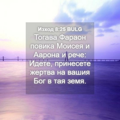 Picture 04 - Изход 8:25 BULG - Тогава Фараон повика - Bible Verse Picture