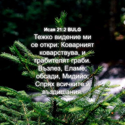 Picture 04 - Исая 21:2 BULG - Тежко видение ми се откри: - Bible Verse Picture