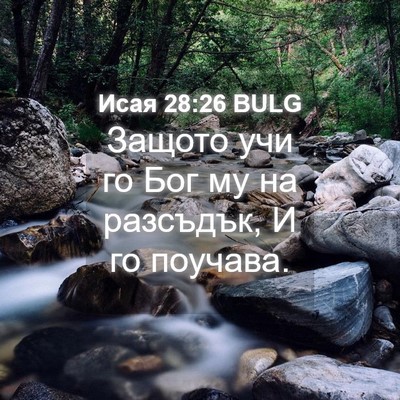 Picture 04 - Исая 28:26 BULG - Защото учи го Бог му на - Bible Verse Picture