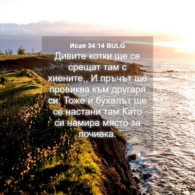 Picture 04 - Исая 34:14 BULG - Дивите котки ще се срещат - Bible Verse Picture