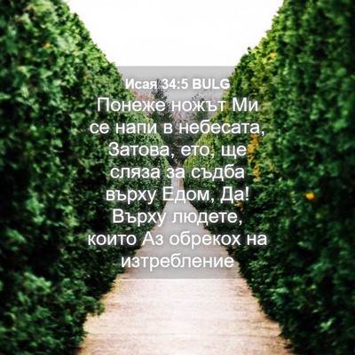 Picture 04 - Исая 34:5 BULG - Понеже ножът Ми се напи в - Bible Verse Picture