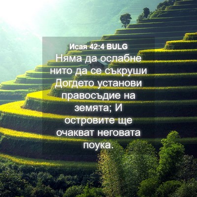 Picture 04 - Исая 42:4 BULG - Няма да ослабне нито да се - Bible Verse Picture