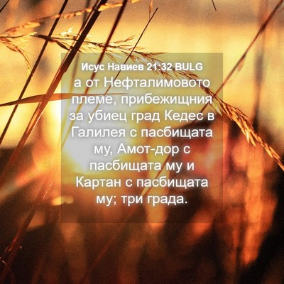 Picture 04 - Исус Навиев 21:32 BULG - а от Нефталимовото племе, - Bible Verse Picture