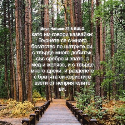Picture 04 - Исус Навиев 22:8 BULG - като им говори казвайки: - Bible Verse Picture