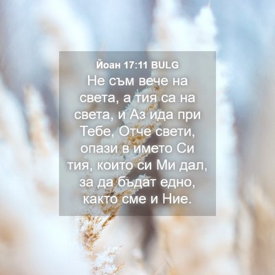 Picture 04 - Йоан 17:11 BULG - Не съм вече на света, а тия - Bible Verse Picture
