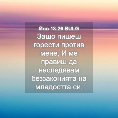 Picture 04 - Йов 13:26 BULG - Защо пишеш горести против - Bible Verse Picture