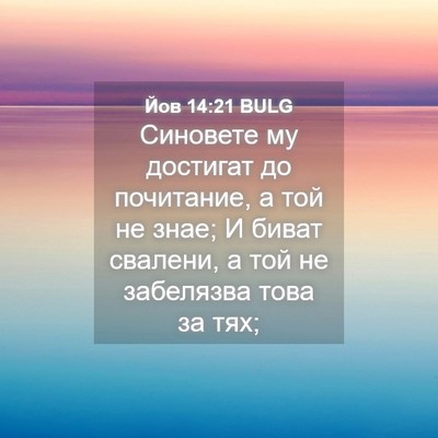 Picture 04 - Йов 14:21 BULG - Синовете му достигат до - Bible Verse Picture