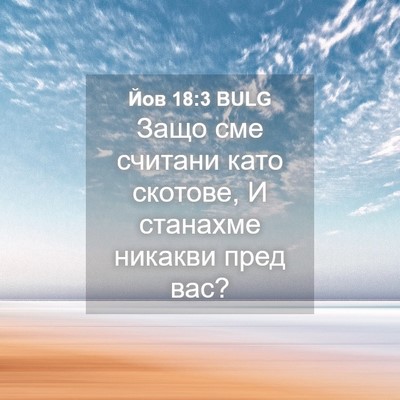 Picture 04 - Йов 18:3 BULG - Защо сме считани като - Bible Verse Picture