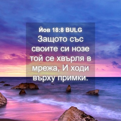 Picture 04 - Йов 18:8 BULG - Защото със своите си нозе - Bible Verse Picture