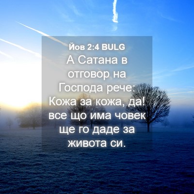 Picture 04 - Йов 2:4 BULG - А Сатана в отговор на - Bible Verse Picture