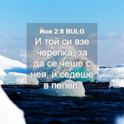 Picture 04 - Йов 2:8 BULG - И той си взе черепка, за да - Bible Verse Picture