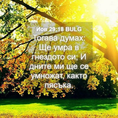 Picture 04 - Йов 29:18 BULG - Тогава думах: Ще умра в - Bible Verse Picture