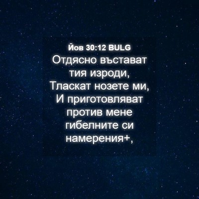 Picture 04 - Йов 30:12 BULG - Отдясно въстават тия - Bible Verse Picture