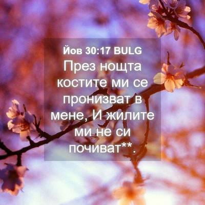 Picture 04 - Йов 30:17 BULG - През нощта костите ми се - Bible Verse Picture