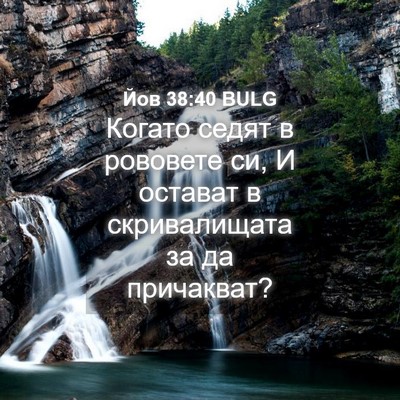 Picture 04 - Йов 38:40 BULG - Когато седят в рововете си, - Bible Verse Picture