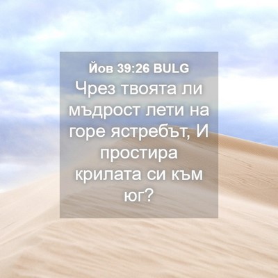 Picture 04 - Йов 39:26 BULG - Чрез твоята ли мъдрост - Bible Verse Picture