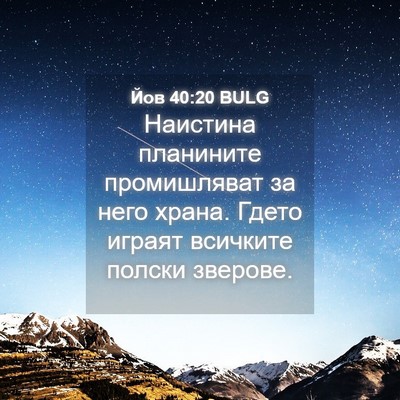 Picture 04 - Йов 40:20 BULG - Наистина планините - Bible Verse Picture
