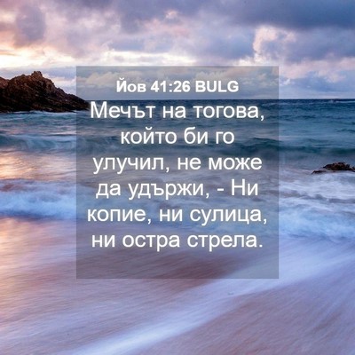 Picture 04 - Йов 41:26 BULG - Мечът на тогова, който би - Bible Verse Picture