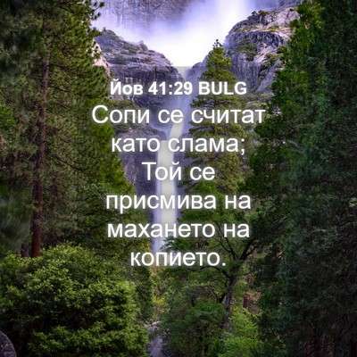 Picture 04 - Йов 41:29 BULG - Сопи се считат като слама; - Bible Verse Picture