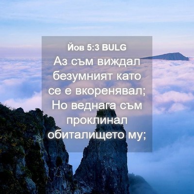 Picture 04 - Йов 5:3 BULG - Аз съм виждал безумният - Bible Verse Picture