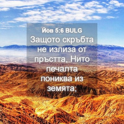Picture 04 - Йов 5:6 BULG - Защото скръбта не излиза - Bible Verse Picture