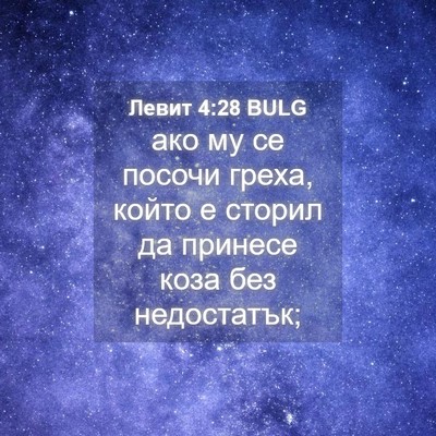 Picture 04 - Левит 4:28 BULG - ако му се посочи греха, - Bible Verse Picture