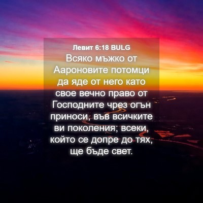 Picture 04 - Левит 6:18 BULG - Всяко мъжко от Аароновите - Bible Verse Picture