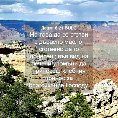 Picture 04 - Левит 6:21 BULG - На тава да се сготви с - Bible Verse Picture