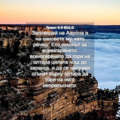 Picture 04 - Левит 6:9 BULG - Заповядай на Аарона и на - Bible Verse Picture