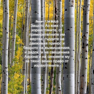 Picture 04 - Левит 7:34 BULG - Защото Аз взех от - Bible Verse Picture