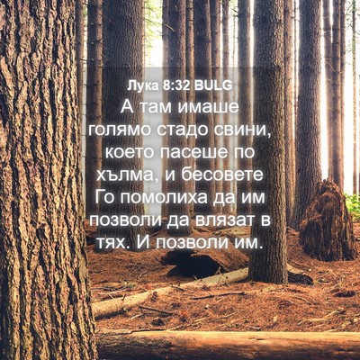 Picture 04 - Лука 8:32 BULG - А там имаше голямо стадо - Bible Verse Picture