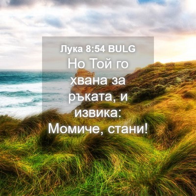 Picture 04 - Лука 8:54 BULG - Но Той го хвана за ръката, и - Bible Verse Picture