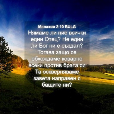 Picture 04 - Малахия 2:10 BULG - Нямаме ли ние всички един - Bible Verse Picture