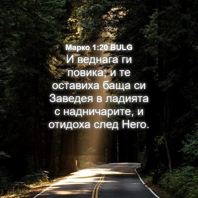 Picture 04 - Марко 1:20 BULG - И веднага ги повика; и те - Bible Verse Picture
